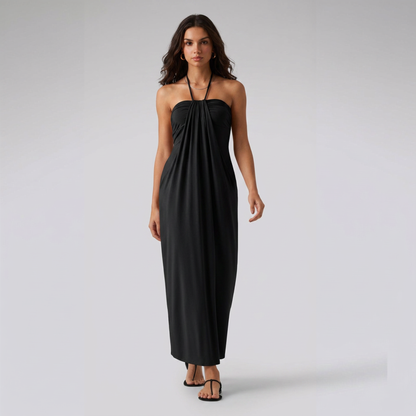 SunSoul Ruched Halter Maxi Dress