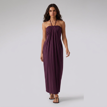 SunSoul Ruched Halter Maxi Dress