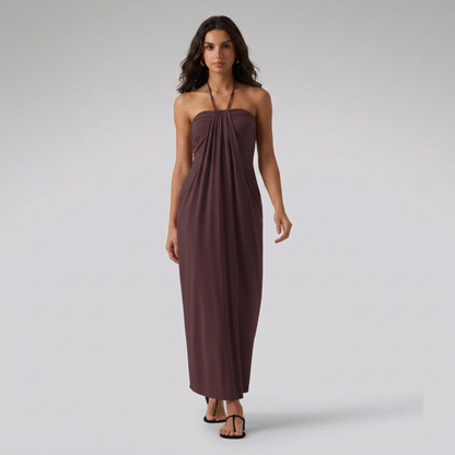 SunSoul Ruched Halter Maxi Dress