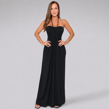 SunSoul Ruched Halter Maxi Dress